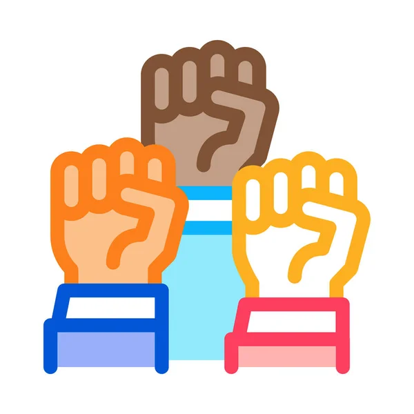 多人種間の拳アイコンベクトル 人種間の拳のサインだ カラーシンボルイラスト — ストックベクタ
