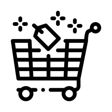 Market arabası simgesi vektörü. Market arabası tabelası. izole edilmiş sınır sembolü çizimi