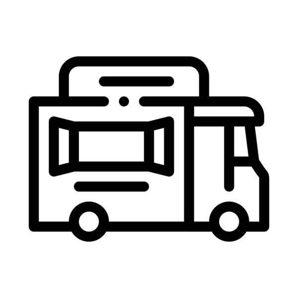 Street Food Bestelwagen Wielen Icoon Vector Straatvoedsel Busje Wielen Bord — Stockvector
