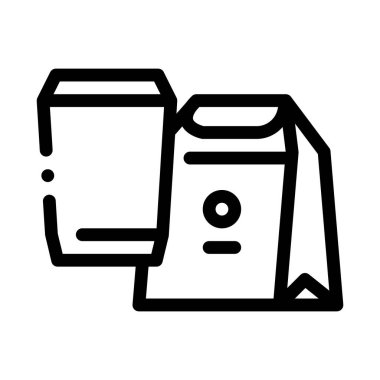 Yiyecek ve içecek ikon vektörü. Yiyecek ve içecek ambalajı. izole edilmiş sınır sembolü çizimi