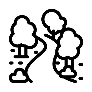 Park sokağı ve ağaçların ikon vektörü. Park sokağı ve ağaçlar. izole edilmiş sınır sembolü çizimi