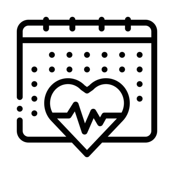 Coração Cardio Calendário Ícone Vetor Coração Cardio Calendário Sinal Ilustração — Vetor de Stock