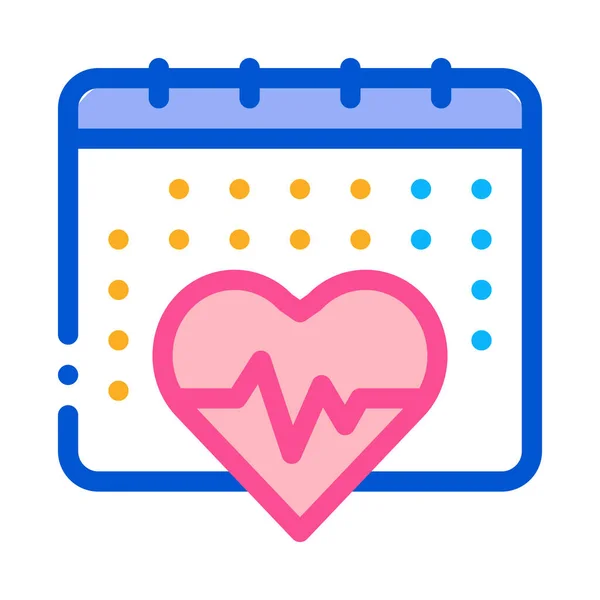 Coração Cardio Calendário Ícone Vetor Coração Cardio Calendário Sinal Ilustração — Vetor de Stock