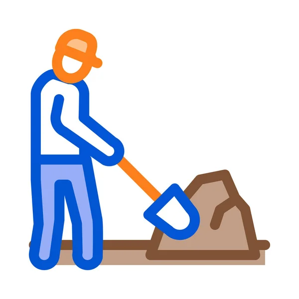Worker Digging Icon Vector Worker Digging Sign Color Symbol Illustration — Stock Vector