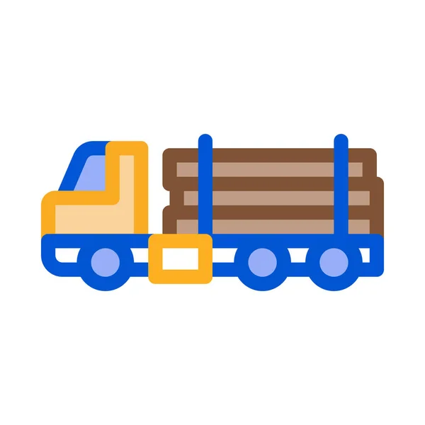 Protokollierung Lieferwagen Symbol Vektor Holztransporter Schild Farbige Symbolabbildung — Stockvektor