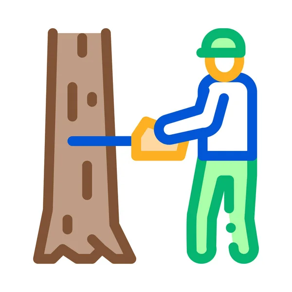 Tree Felling Worker Icon Vector Tree Felling Worker Sign Color — Stock Vector