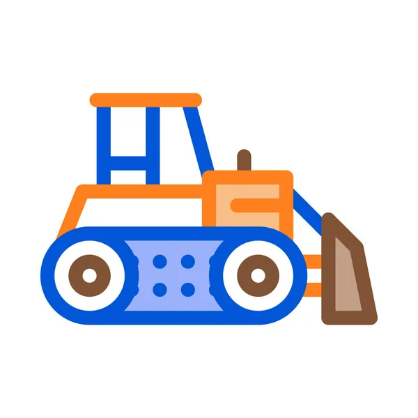 Straßenreparatur Bulldozer Symbol Vektor Straßenreparaturschild Farbige Symbolabbildung — Stockvektor