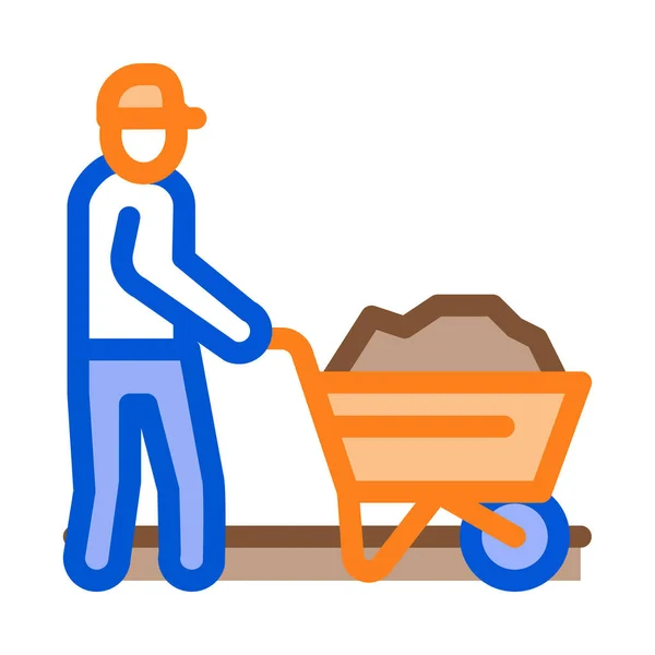 Worker Cart Icon Vector Worker Cart Sign Color Symbol Illustration — Stock Vector