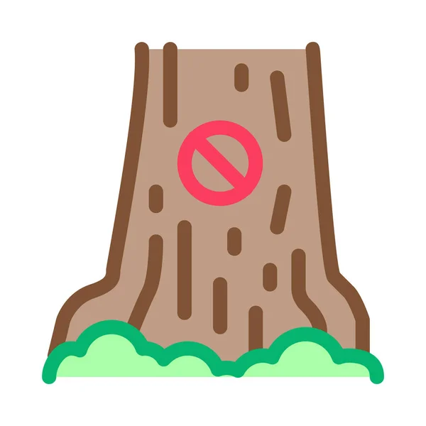 Vetor Ícone Árvore Registro Proibido Sinal Árvore Registro Proibido Ilustração — Vetor de Stock