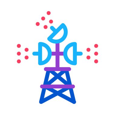 Hava seyrüsefer radar kulesi ikon vektörü. Hava navigasyon radar kulesi işareti. renk sembolü çizimi