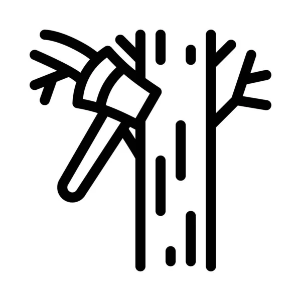 Wektor Ikony Siekiery Drzew Znak Topora Drzewnego Odizolowany Symbol Konturu — Wektor stockowy