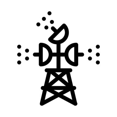 Hava seyrüsefer radar kulesi ikon vektörü. Hava navigasyon radar kulesi işareti. izole edilmiş sınır sembolü çizimi