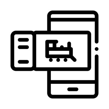 Elektronik tren bileti ikonu vektörü. Elektronik tren bileti tabelası. izole edilmiş sınır sembolü çizimi