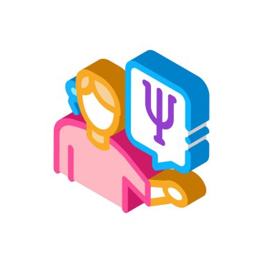 Psikoloji ikon vektörünün temsilcisi. Psikoloji işaretinin izometrik temsilcisi. renk izole edilmiş sembol çizimi