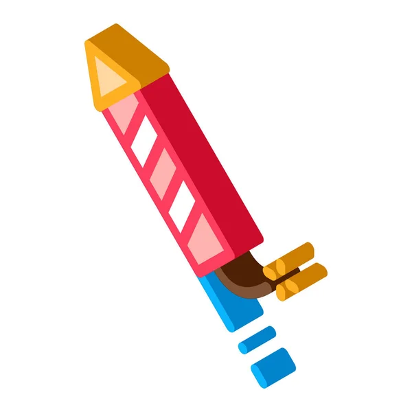 Gezündetes Feuerwerk Isometrisch Angezündetes Feuerwerk Farbe Isoliert Symbol Illustration — Stockvektor