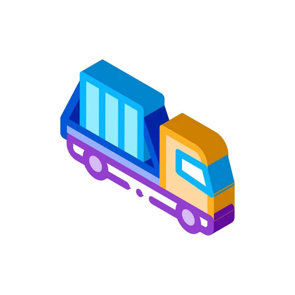 Γυαλί Μεταφορά Φορτηγό Διάνυσμα Εικονίδιο Ισομετρική Πινακίδα Φορτηγού Μεταφοράς Γυαλιού — Διανυσματικό Αρχείο