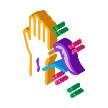 Kol simgesi vektörüne sülük uygulaması. Kol işaretindeki sülüklerin izometrik uygulaması. renk izole edilmiş sembol çizimi