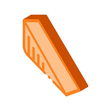 Peynir ikonu vektörünün üçgen parçası. İzometrik üçgen peynir işareti. renk izole edilmiş sembol çizimi