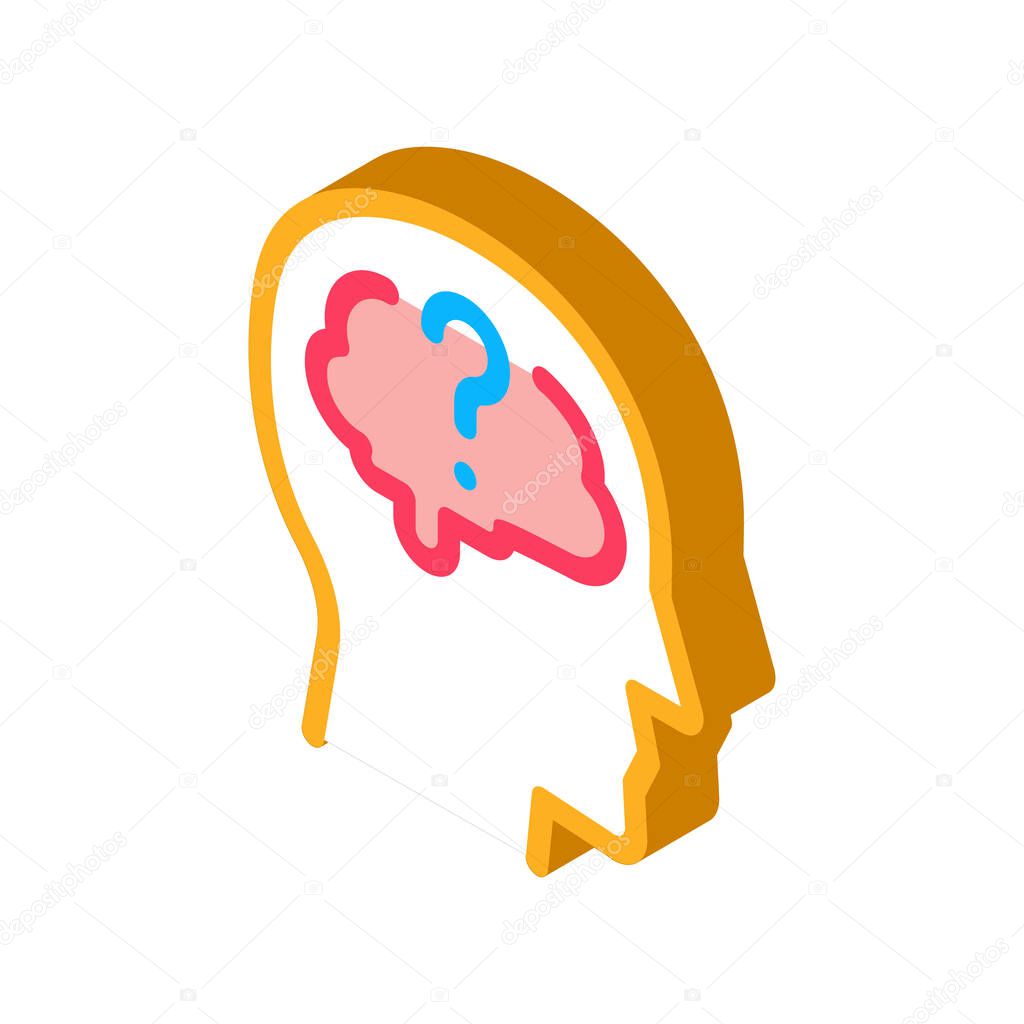 brain question mark icon vector. isometric brain question mark sign. color isolated symbol illustration