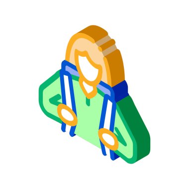 Kadın turist silueti ikon vektörü. İzometrik kadın turist silueti işareti. renk izole edilmiş sembol çizimi