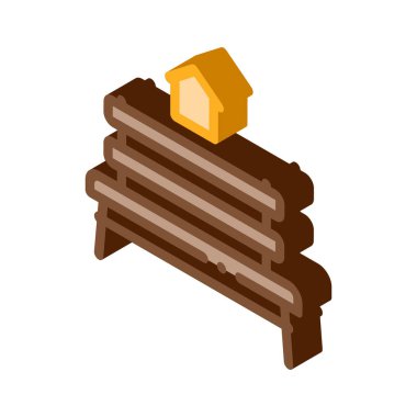 Evsiz yedek kulübesi ikon vektörü. Evsiz izometrik bank ev tabelası. renk izole edilmiş sembol çizimi