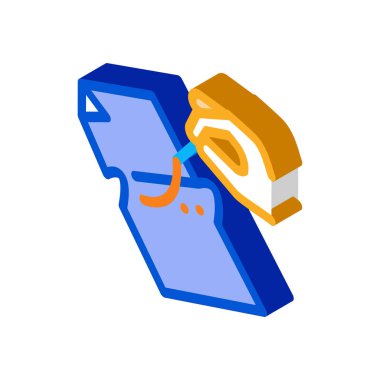 Deri işlevli ikon vektörü. İzometrik deri işleme işareti. renk izole edilmiş sembol çizimi