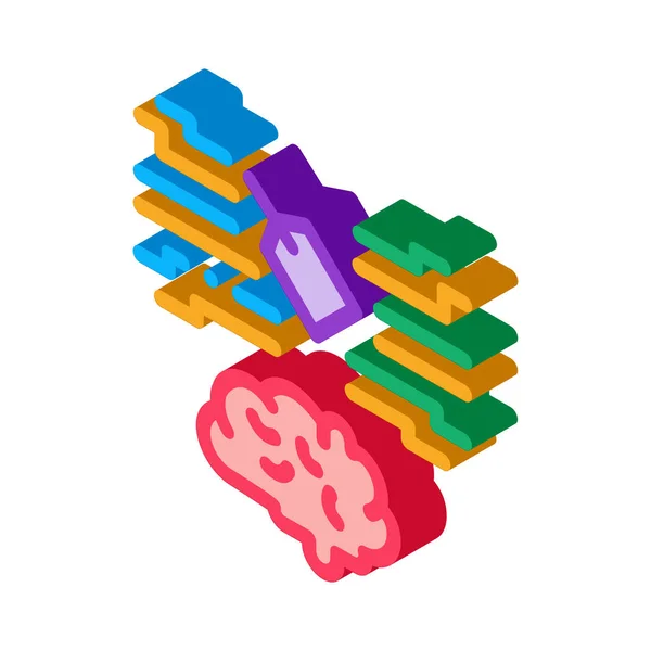 Neuromarketing rótulo e cérebro isométrico ícone vetor ilustração —  Vetores de Stock