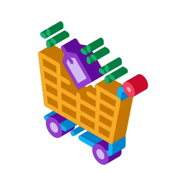 Shop cart label isometric icon vector illustration — Stock Vector