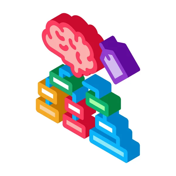 Brain label hierarchy chart isometric icon vector illustration — Stock Vector