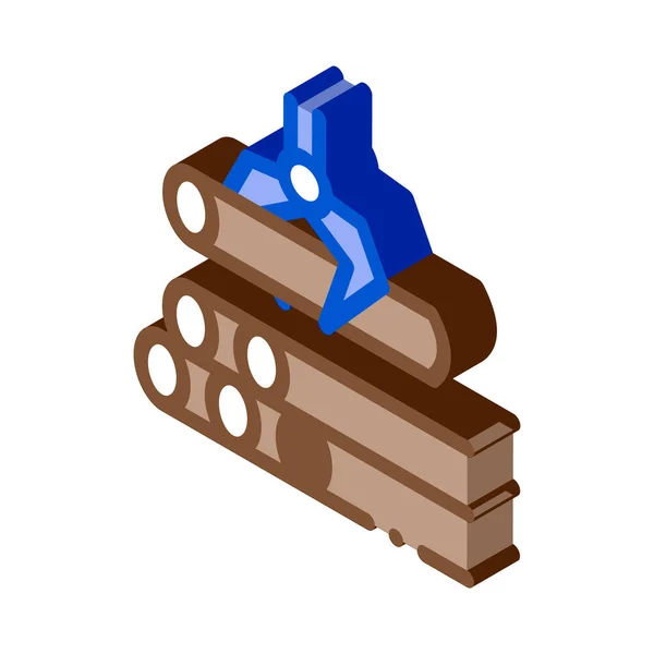 Loading timber wood machine isometric icon vector illustration — Stock Vector