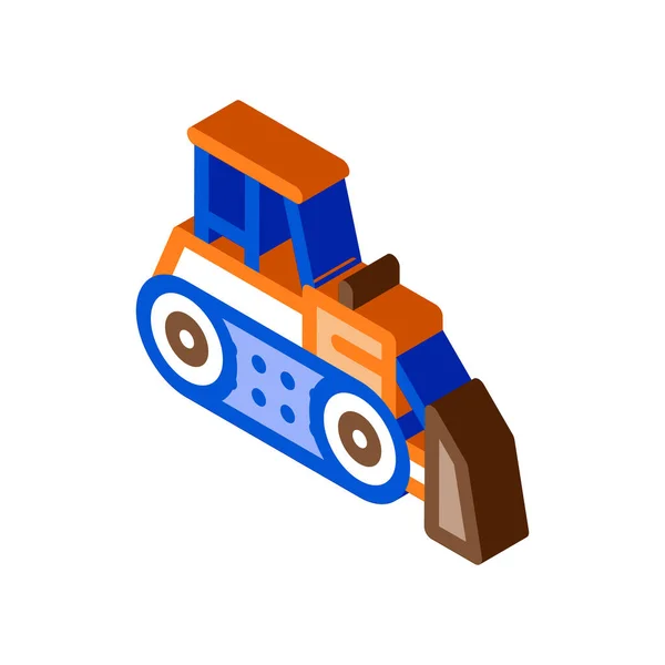 Road repair bulldozer isometric icon vector illustration — Stock Vector