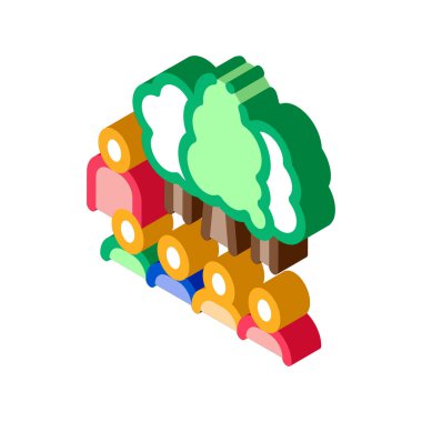 İnsanlar orman izometrik ikon vektör illüstrasyonunu ziyaret ediyor