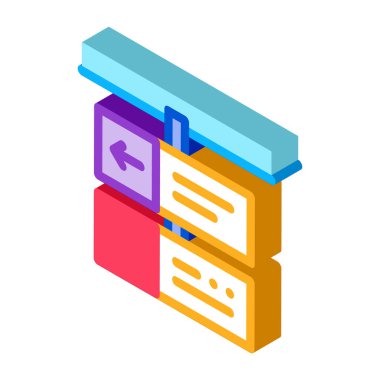 Demiryolu kapısı yönü izometrik ikon vektör çizimi