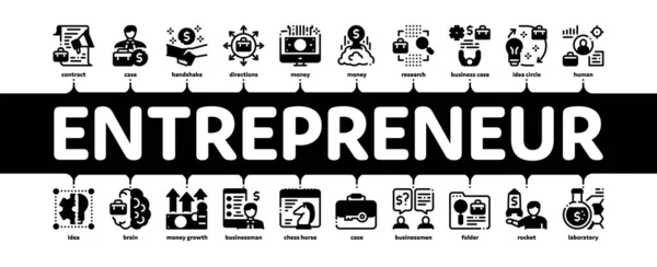 Empresario Negocio Infografía mínima Banner Vector — Archivo Imágenes Vectoriales