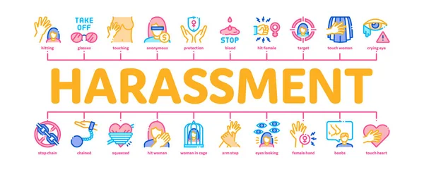 Harcèlement sexuel Minimal Infographic Banner Vector — Image vectorielle