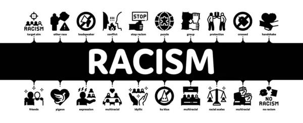 Racism Discrimination Minimal Infographic Banner Vector — Stock Vector