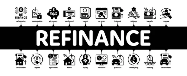 Refinanszírozás Minimális infografikai zászló vektor — Stock Vector