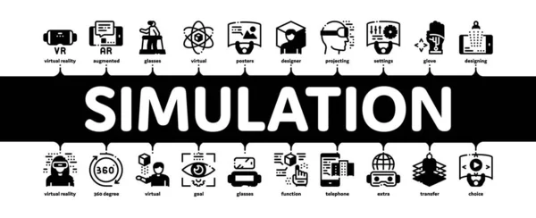 Équipement de simulation Vecteur minime de bannière infographique — Image vectorielle
