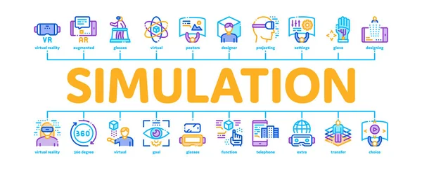 Szimulációs berendezés Minimális Infographic Banner Vector — Stock Vector