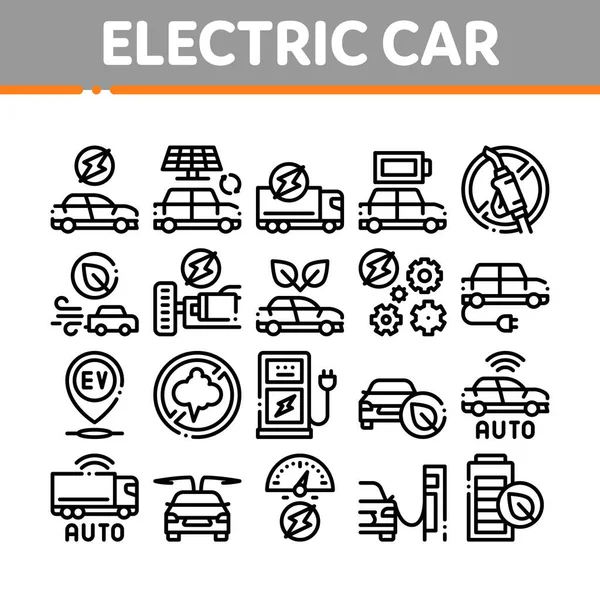 Elektro-Auto Transport Sammlung Symbole Set Vektor — Stockvektor