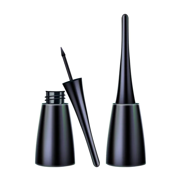 Eyeliner borstel en pakket make-up gereedschap Vector — Stockvector