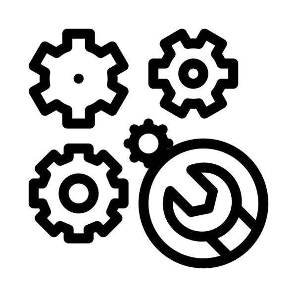 Watch Gears Grench Icon Vector Часы Передач Гаечный Знак Иллюстрация — стоковый вектор