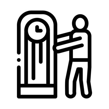 İnsan dağıtım saat tamir ikonu vektörü. İnsan teslimatı saat tamir tabelası. izole edilmiş sınır sembolü çizimi