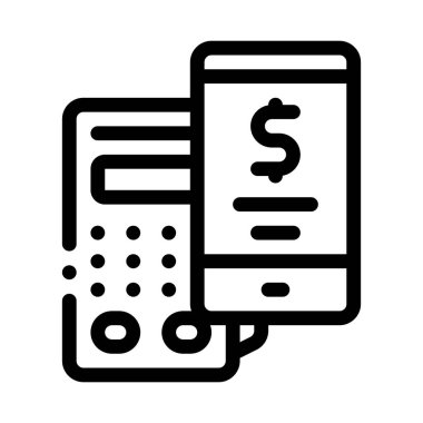 pos terminal akıllı telefon ödeme uygulaması ikon vektörü. Terminal akıllı telefon ödeme uygulaması işareti. izole edilmiş sınır sembolü çizimi