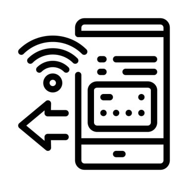 Akıllı telefon uygulaması simge vektörünü öde. Ankesörlü telefon uygulaması işareti. izole edilmiş sınır sembolü çizimi