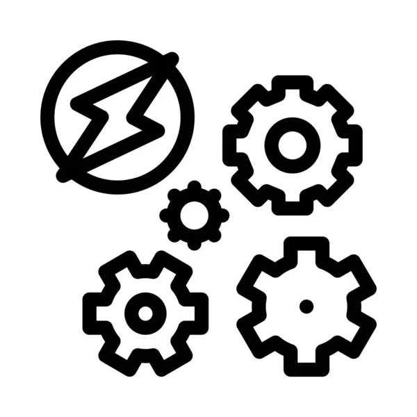 Electro car lightning and gears icon vector outline illustration — Stock Vector