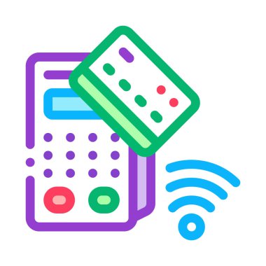 pos terminal ve geçiş kartı simgesi vektör taslağı çizimi öde