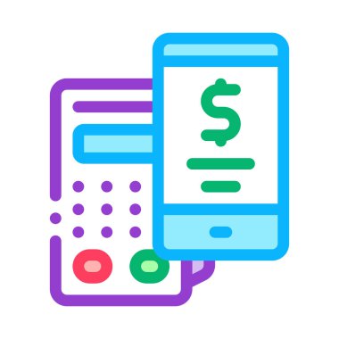 pos terminal akıllı telefon ödeme uygulaması simge vektör özeti çizimi