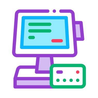 pos terminal görüntüleme ve kart simgesi vektör çizimi çizimi