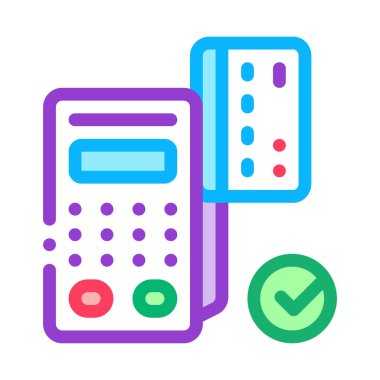 Kart pos terminal simgesi vektör çizimi çizimi
